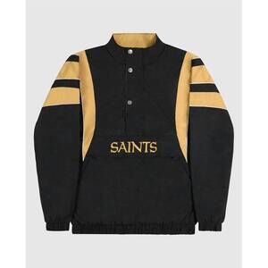 NEW STARTER men's new orleans saints pullover half-zip starter jacket in black